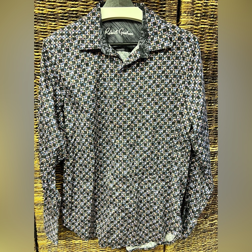 Robert Graham Black and White Casual Button Down Shirt, Size: Medium, Yeni